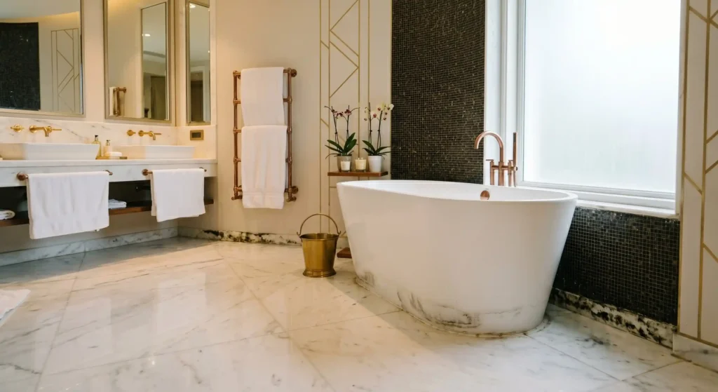 an indian bathroom with growth of mildew and mold